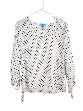 CeCe Polka Dot Tie Sleeve Blouse Top XS NWT